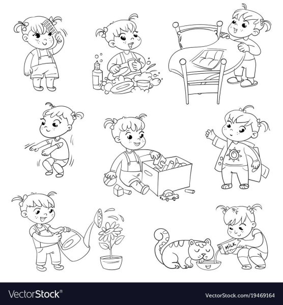 Распорядок дня раскраска для детей