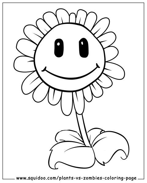 Plants vs. Zombies подсолнух раскраска