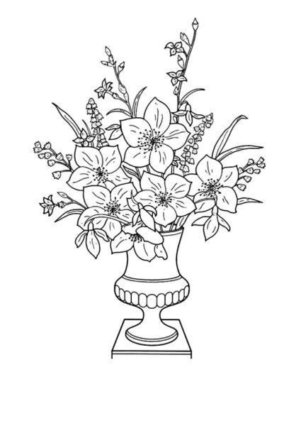 Ваза с цветами раскраска