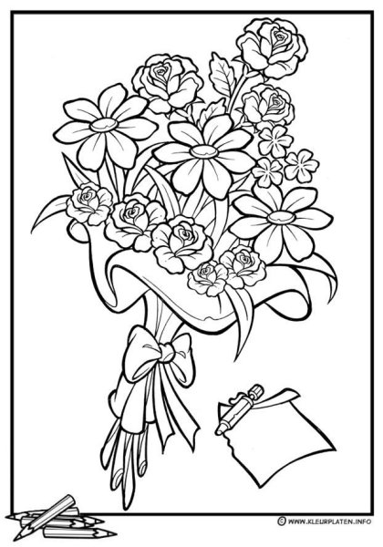 Букет цветов для раскрашивания