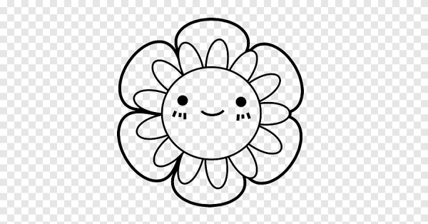 Улыбающийся цветочек для разукрашивания