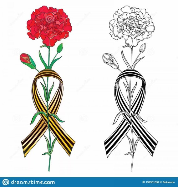 Гвоздики и георгиевские ленточки для вырезания