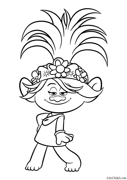 Королева Рокс Тролли раскраска