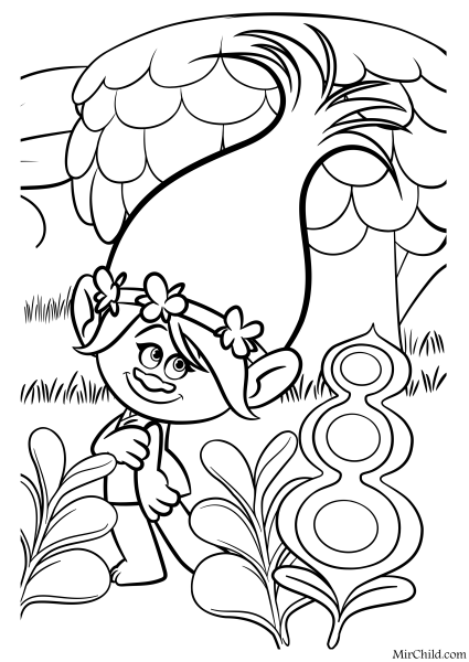 Тролли мультфильм раскраска