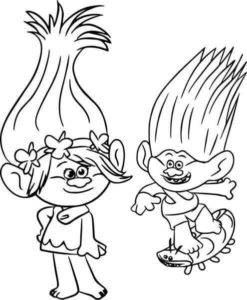 Цветан из троллей раскраска