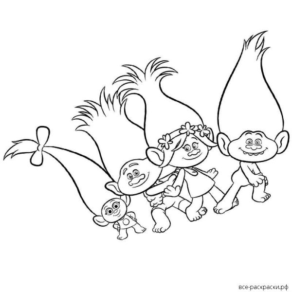 Тролли. Раскраска (Розочка)