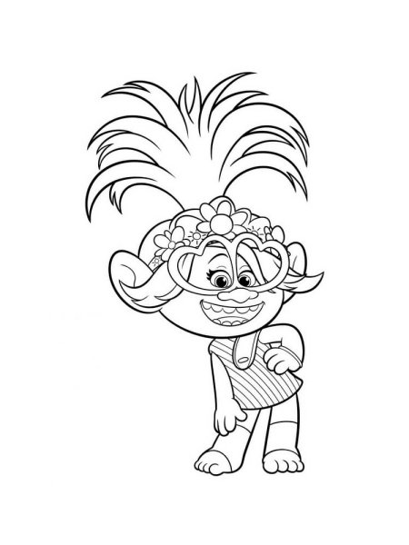 Королева Рокс Тролли раскраска