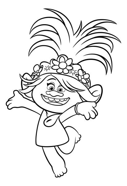 Раскраска Тролли мировой тур Цветан