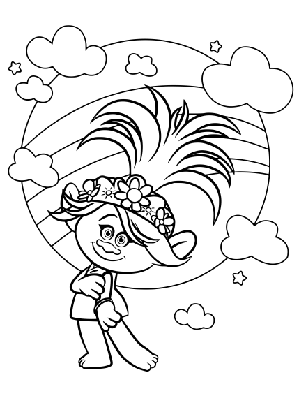 Раскраска Тролли мировой тур