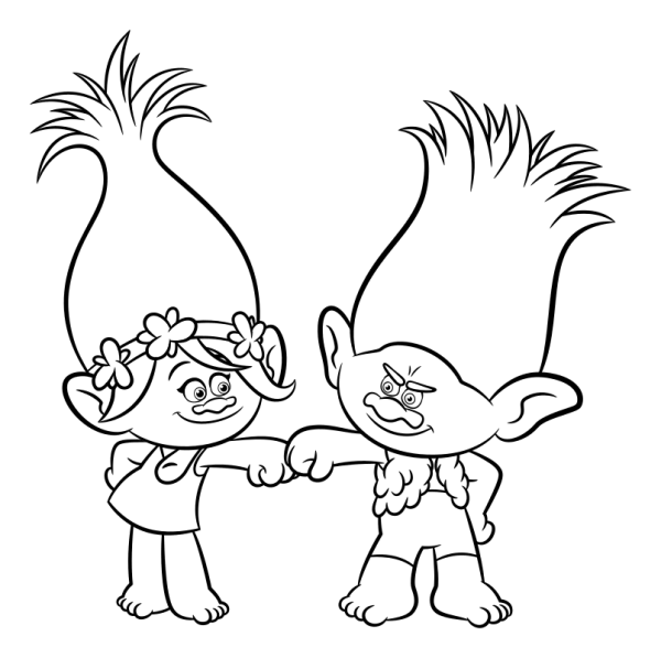 Раскраска Тролли Цветан