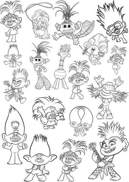 Тролли. Раскраска