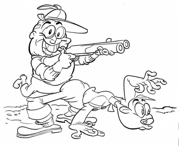 Охотник раскраска для детей