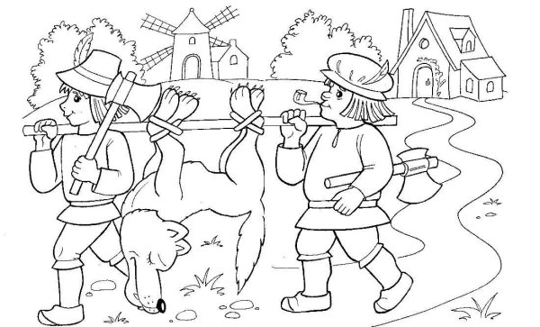 Охотник раскраска