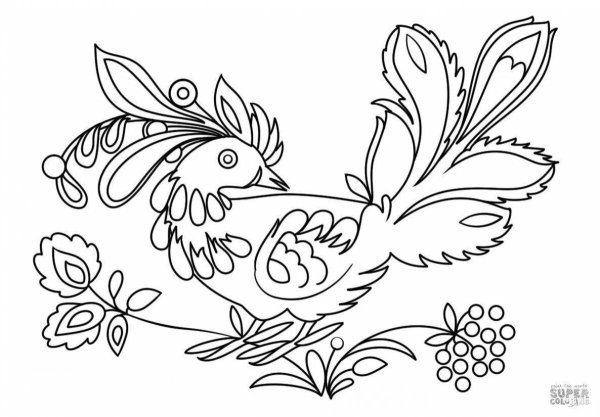 Петриковская роспись раскраска для детей