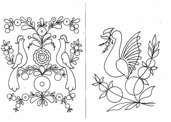 Городецкая роспись рисунок раскраска