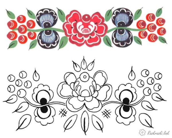 Элементы Городецкой и хохломской росписи