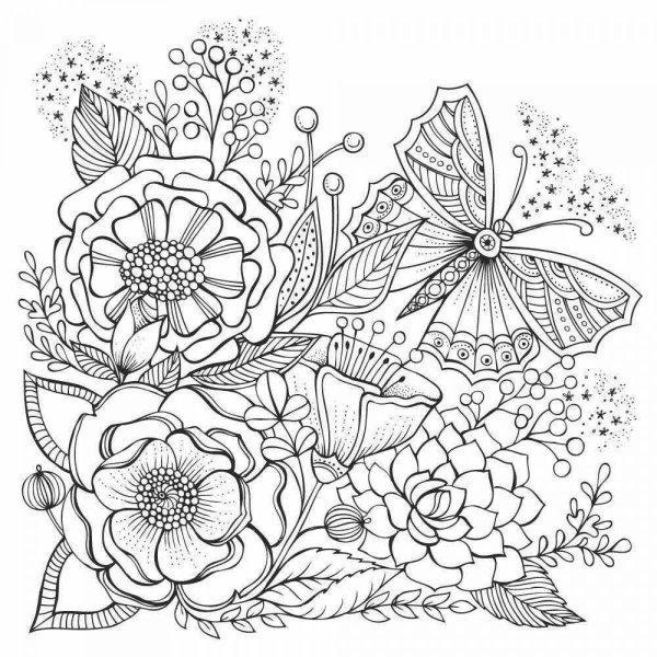 Раскраска антистресс "цветы"