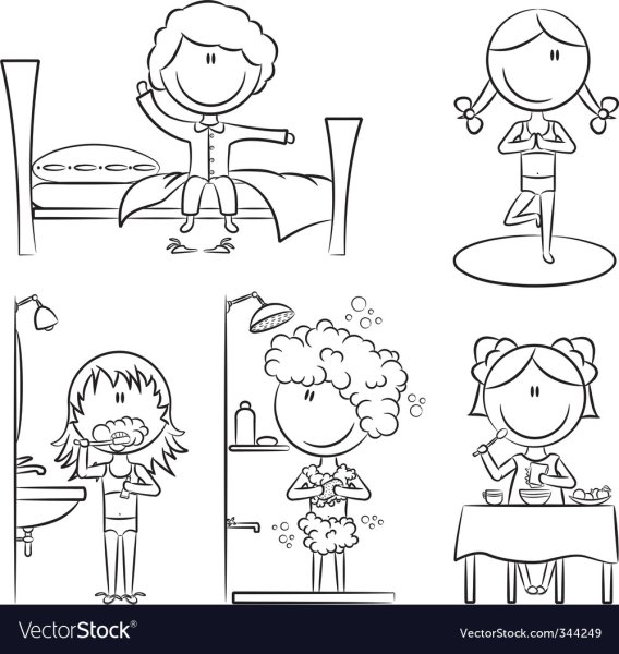 Раскраски на тему распорядок дня