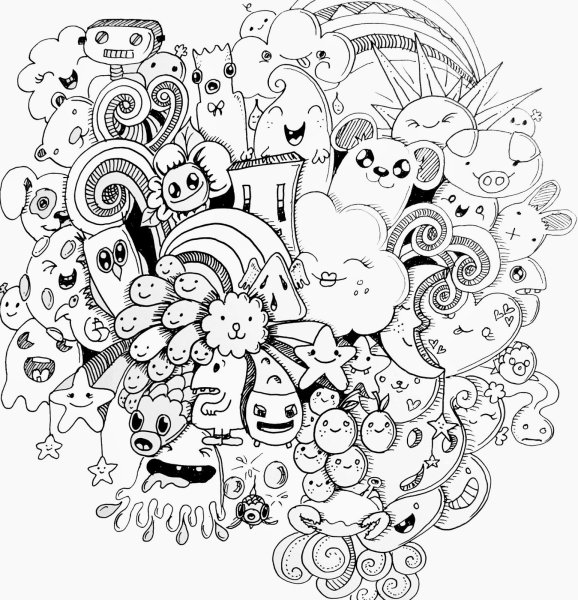 Раскраска в стиле дудл