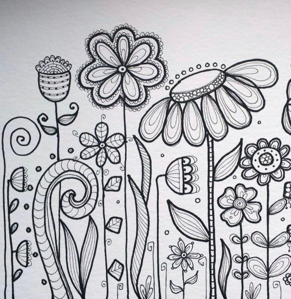 Зентангл растительные узоры