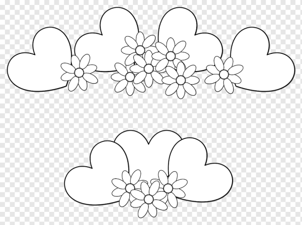 Раскраска сердечко с цветочками