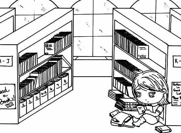 Раскраска библиотека для детей