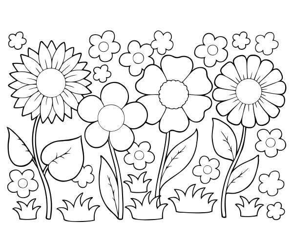 Цветочная Полянка раскраска для детей