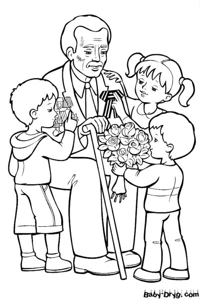 Ветеран раскраска для детей