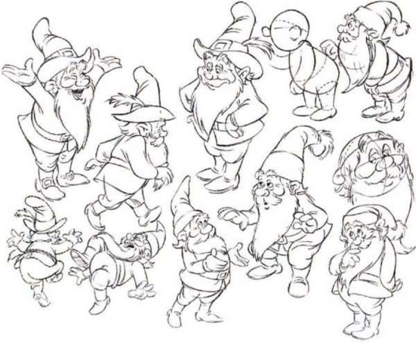 Гномы трафарет для рисования