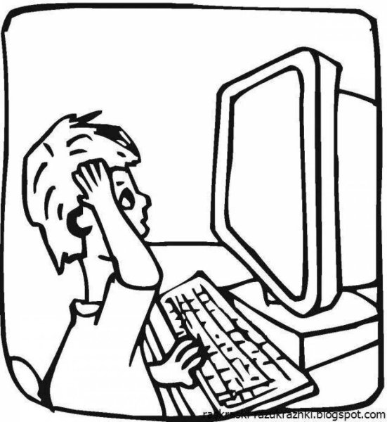 Раскраска человек за компьютером