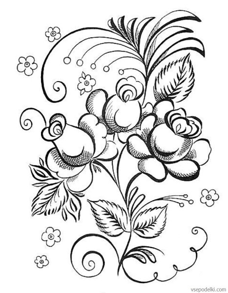 Раскраски Гжель Хохлома Городецкая