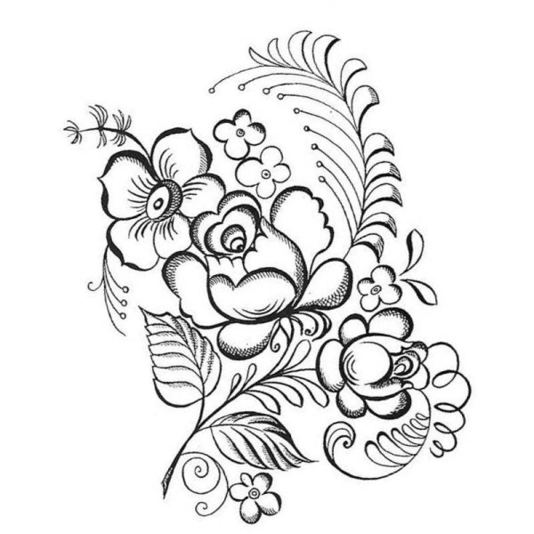 Жостовские узоры раскраска