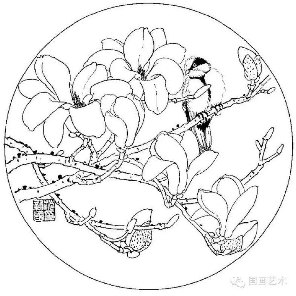 Китайские цветы рисунки для раскрашивания