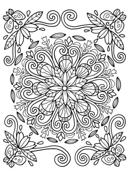 Цветочный орнамент раскраска для детей