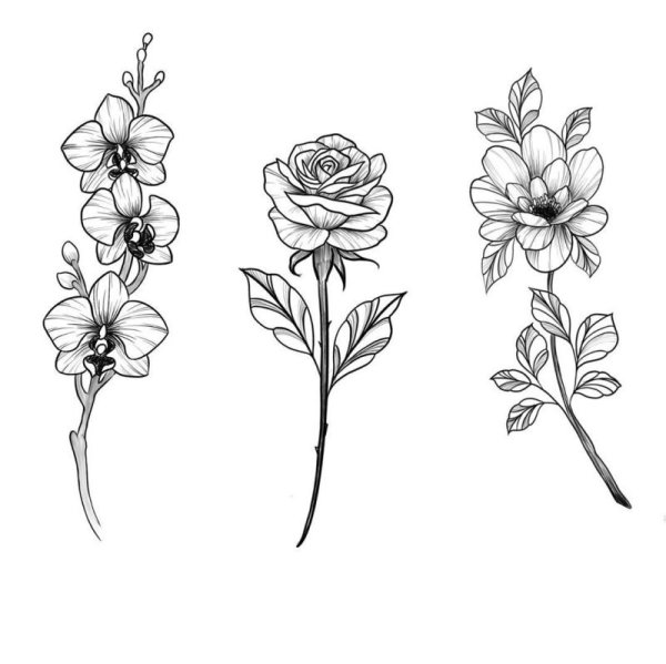 Цветочки эскиз тату