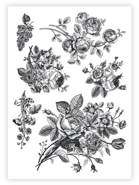 Винтажные цветы черно белые