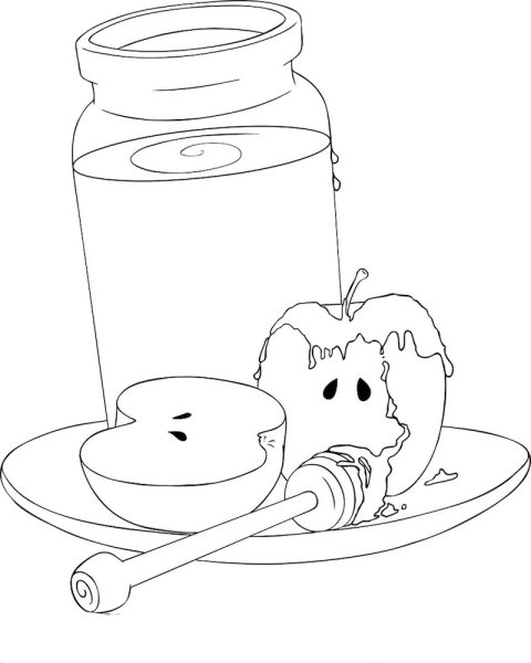 Яблоки с медом раскраска