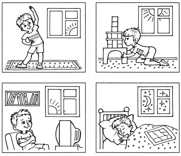 Части суток раскраска