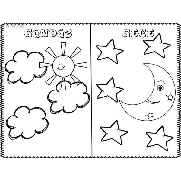 Раскраска день ночь для малышей