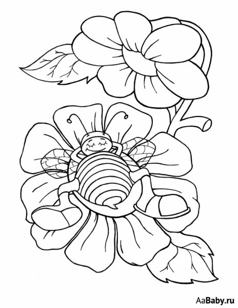 Раскраска Пчелка на цветке