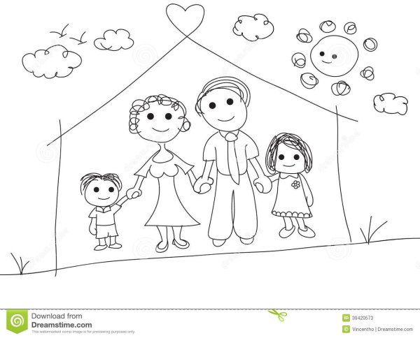 Рисунок семьи детский шаблон