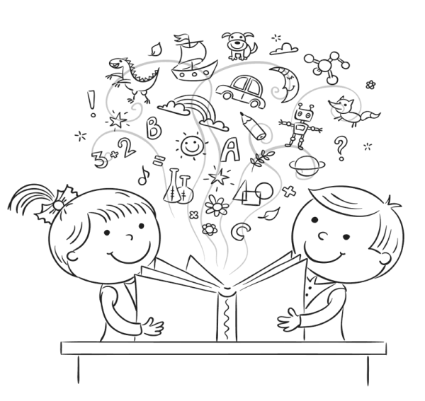 Ребенок с книгой чб