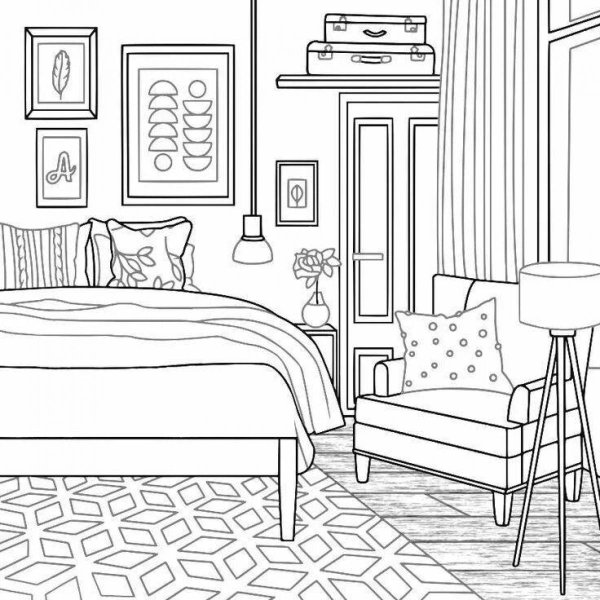 Раскраска интерьер