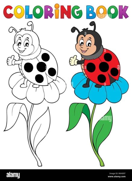 Посмотри и раскрась Божья коровка