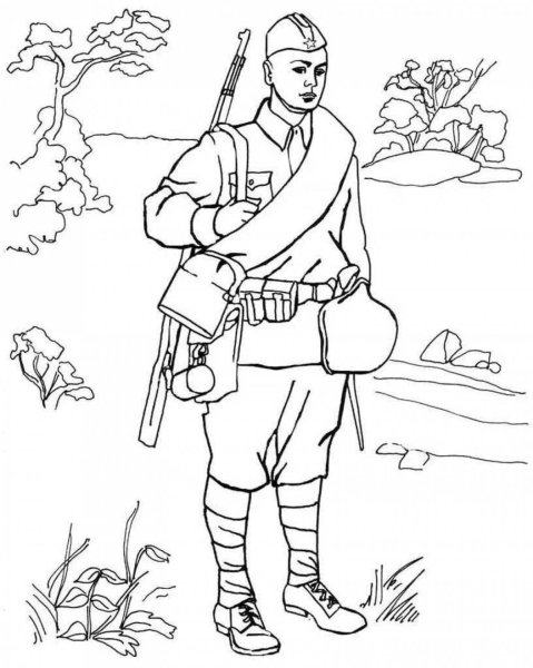 Солдат раскраска для детей