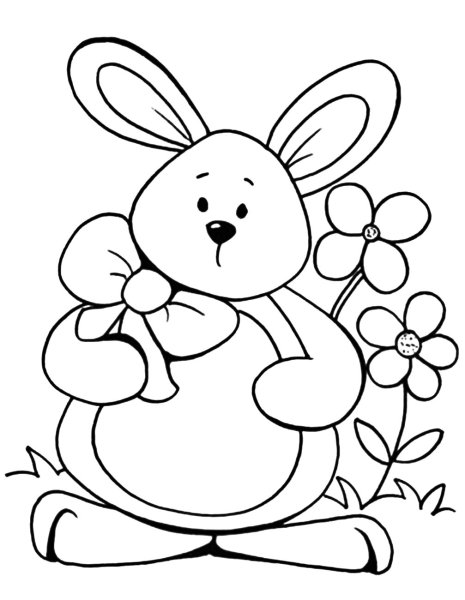 Зайчик с подарком раскраска