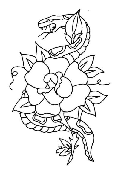 Раскраска змея с цветами