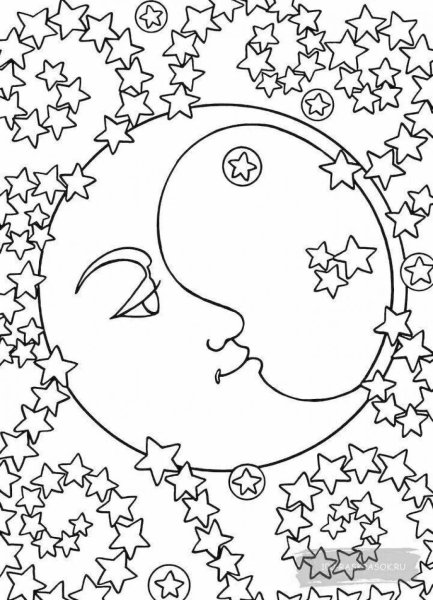 Луна раскраска