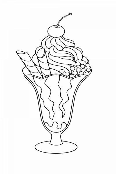 Раскраска мороженое в стаканчике