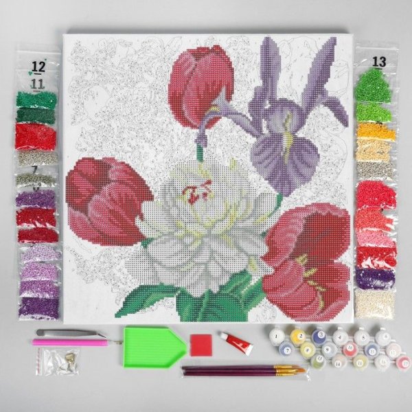 Алмазная мозаика вместе с раскраской